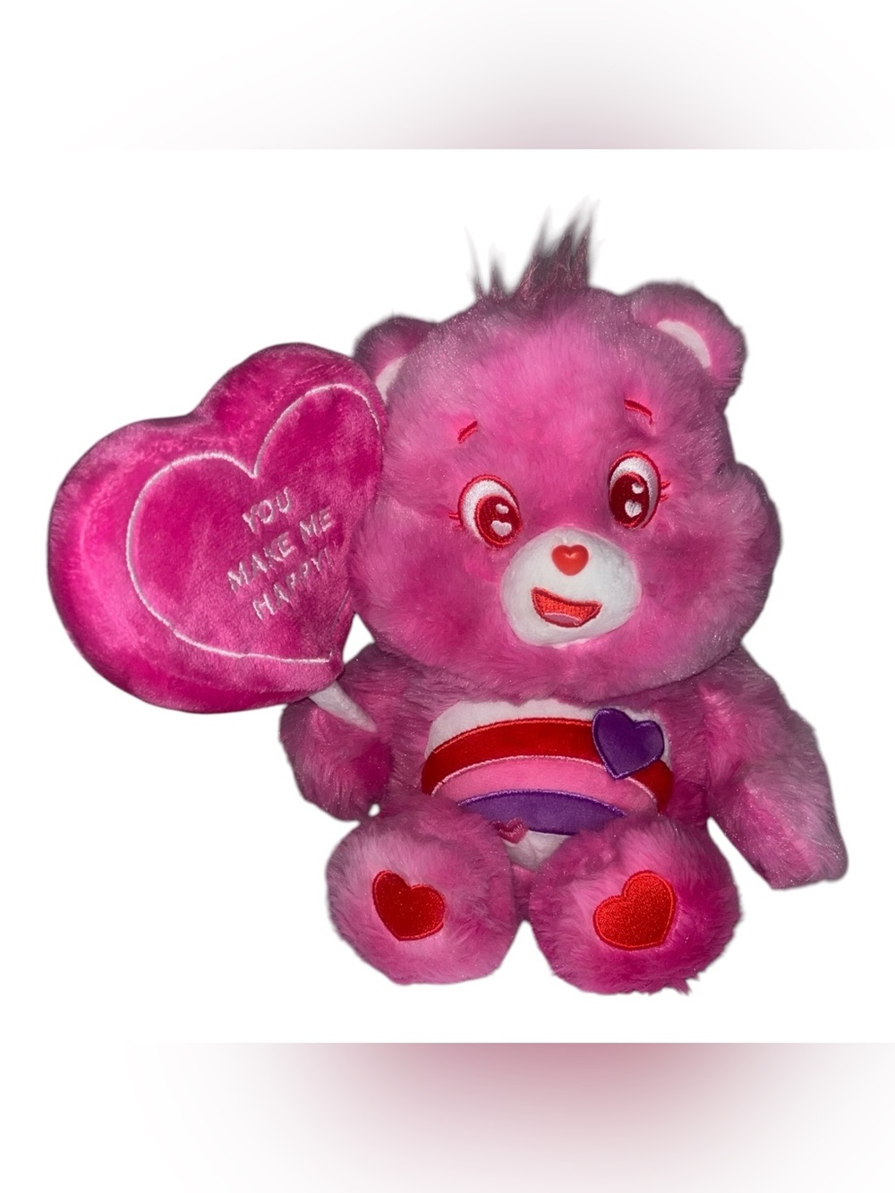 Care Bears Cheer Bear Valentine Plush 9” Heart Lollipop